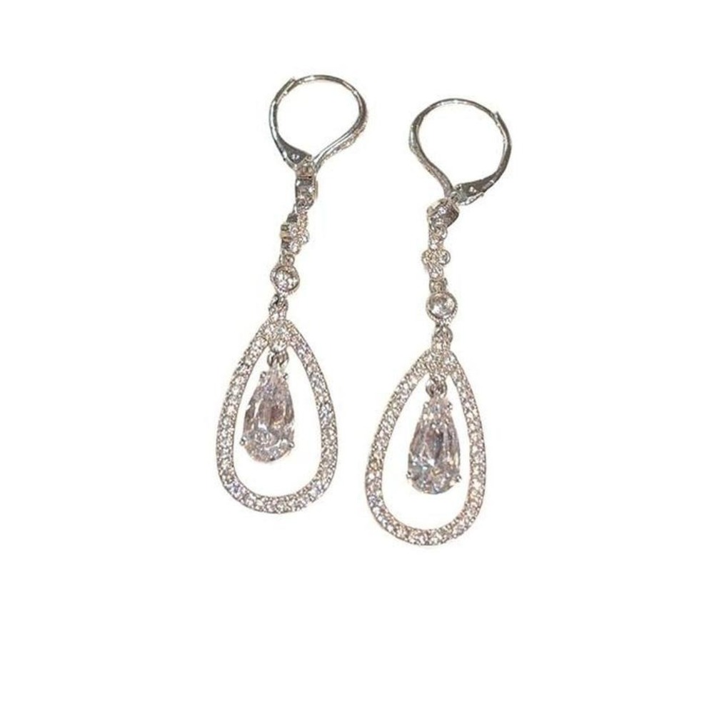 Silver crystal drop earrings